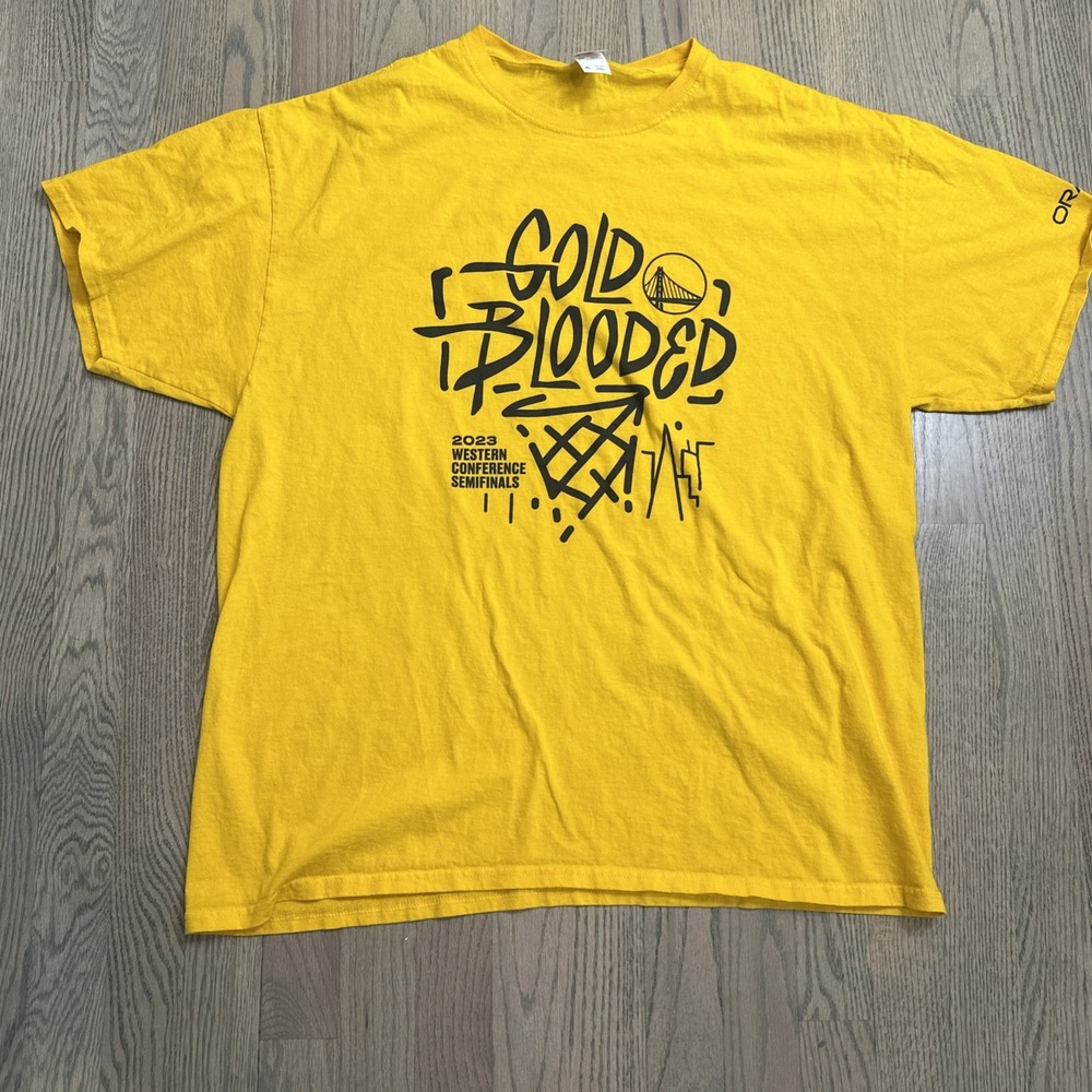 Golden State Warriors Shirt Mens XL Gold‎ Blooded 2023 Western Confererence Tee